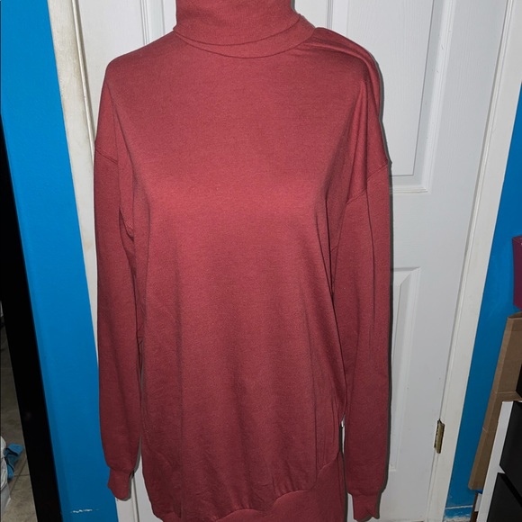 NWT Young Fabulous & Broke Turtle Neck Slit Zipper Sweater Dress Rust Red, M - Picture 6 of 12